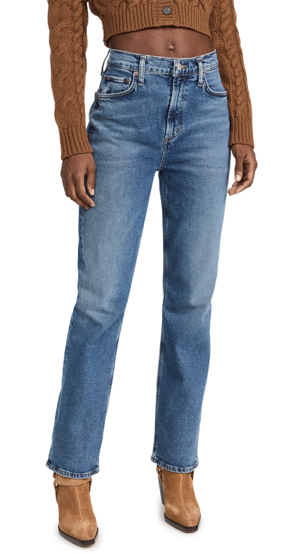 Agolde Merrel Mid-rise Slim Jeans In Blue