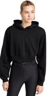 ALO YOGA CROPPED GO TIME PADDED HOODIE BLACK
