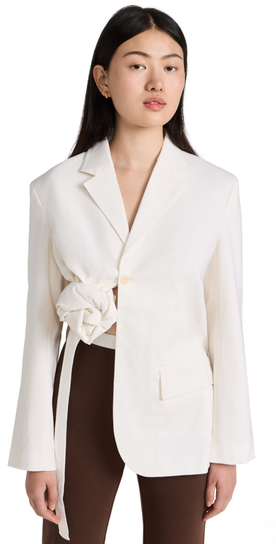 Jacquemus La Veste Baccala Cutout Wool-blend Twill Blazer In White