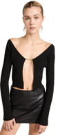 Jacquemus 'la Maille Pralu Longue' Black Ribbed Cardigan With Logo Charm Woman
