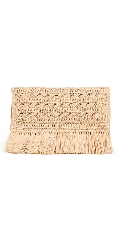 Mar Y Sol Lisette Crochet Fringe Clutch In Natural