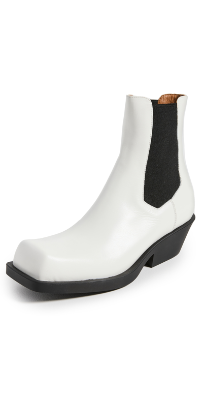 Marni Square-toe Leather Ankle Boots In White