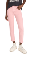 Mother The Dazzler High Rise Ankle Straight Jeans In Quartz Pink