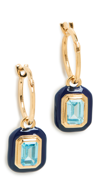 Missoma Stone & Enamel Charm Hoop Earrings In Aqua/ Gold
