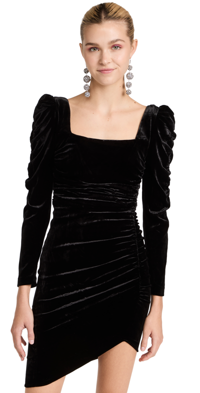 Veronica Beard Toki Ruched Crushed-velvet Mini Dress In Black
