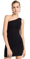 Wardrobe.nyc + Hailey Bieber One-shoulder Ribbed Cotton-blend Mini Dress In Black