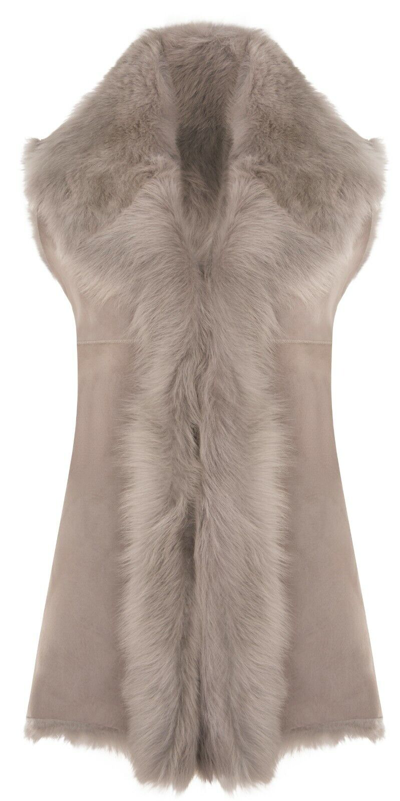 Pre-owned Infinity Light Grey Ladies Women's Soft Real Toscana Sheepskin Leather Gilet Waistcoat
