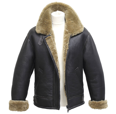 Pre-owned Infinity Men's Aviator B3 Ginger Real Shearling Sheepskin Leather Bomber Flying Jacket