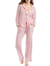 Karen Neuburger Notch Collar Knit Pajama Set In Candy Stripe