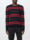 Saint Laurent Striped Mohair-blend Sweater In Green