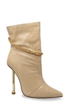 Chase & Chloe Chain Embellished Stiletto Heel Bootie In Nude Croc