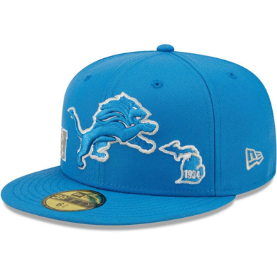 New Era Men's  Blue Detroit Lions Team Basic 59fifty Fitted Hat In Blue/white