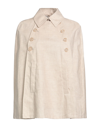 GIORGIO ARMANI GIORGIO ARMANI WOMAN CAPE BEIGE SIZE 8 LINEN, POLYURETHANE