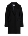 Annie P . Woman Coat Black Size 6 Virgin Wool, Polyamide, Cashmere