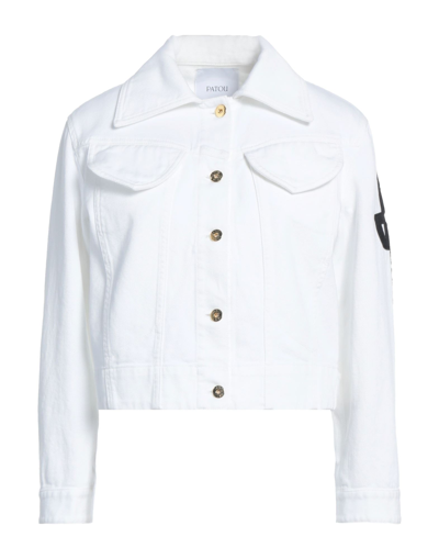 Patou Embroidered-logo Detail Denim Jacket In White