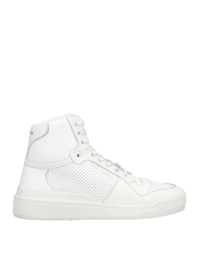 Saint Laurent Men's Sl24 Perforated Leather Mid-top Sneakers In White