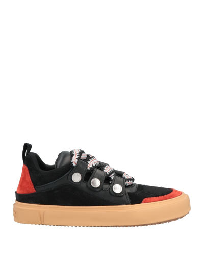MARCELO BURLON COUNTY OF MILAN MARCELO BURLON MAN SNEAKERS BLACK SIZE 8 LEATHER, TEXTILE FIBERS