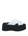 Marni Crisscross Leather Wedge Platform Sandals In White
