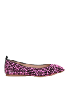 EDDY DANIELE EDDY DANIELE WOMAN BALLET FLATS FUCHSIA SIZE 9 SOFT LEATHER, SWAROVSKI CRYSTAL