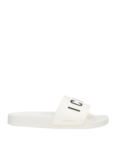Dsquared2 10mm Icon Rubber Slides In White
