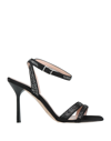 Liu •jo 90mm Leather Embellished Sandals In Black
