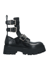 Alexander Mcqueen Rave Calfskin Buckle Loafer Boots In Black