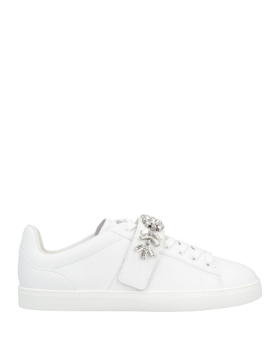 Stuart Weitzman Promise Crystal-embellished Leather Sneakers In White