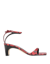 SERGIO ROSSI SERGIO ROSSI WOMAN SANDALS RED SIZE 6 SOFT LEATHER