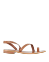 COULEUR POURPRE COULEUR POURPRE WOMAN THONG SANDAL TAN SIZE 8 SOFT LEATHER