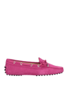 TOD'S TOD'S WOMAN LOAFERS FUCHSIA SIZE 8 SOFT LEATHER