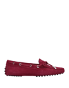 Tod's Woman Loafers Garnet Size 7.5 Leather In Red