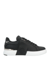 Philipp Plein Leather Sneakers With Distinctive Logo Detail In Black