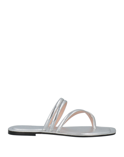 Pollini Toe Strap Sandals In Silver