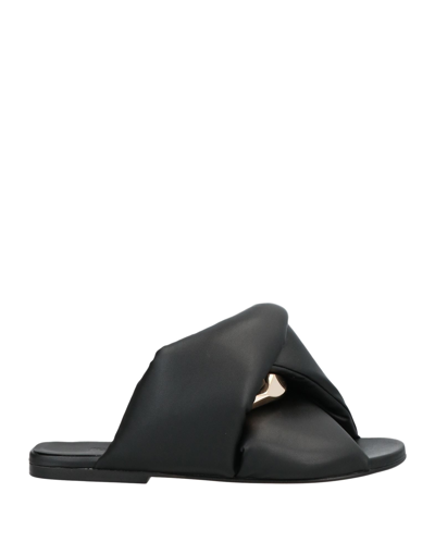 JW ANDERSON JW ANDERSON WOMAN SANDALS BLACK SIZE 8 SOFT LEATHER