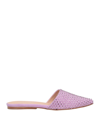 Eddy Daniele Woman Mules & Clogs Lilac Size 8.5 Leather, Swarovski Crystal In Purple