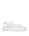 MONCLER MONCLER WOMAN SANDALS WHITE SIZE 5 TEXTILE FIBERS, SOFT LEATHER