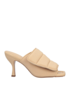 Gia Borghini Quilted Padded Mule Pumps In Butter Yellow In Beige