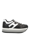 HOGAN HOGAN WOMAN SNEAKERS BLACK SIZE 4 SOFT LEATHER