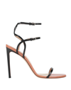 Francesco Russo Woman Sandals Black Size 7 Soft Leather In Black