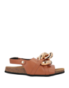 Jw Anderson Woman Sandals Tan Size 8 Calfskin In Brown