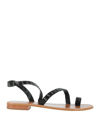 COULEUR POURPRE COULEUR POURPRE WOMAN THONG SANDAL BLACK SIZE 7 SOFT LEATHER