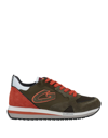 ALBERTO GUARDIANI ALBERTO GUARDIANI MAN SNEAKERS MILITARY GREEN SIZE 12 SOFT LEATHER, TEXTILE FIBERS