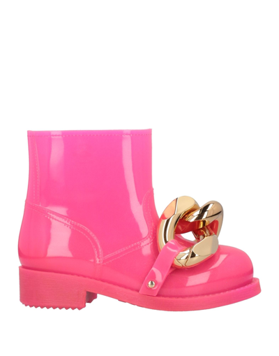 JW ANDERSON JW ANDERSON WOMAN ANKLE BOOTS FUCHSIA SIZE 8 RUBBER