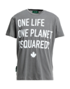 Dsquared2 Cotton Crew Neck T-shirt With Graphic Print In Grey