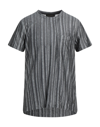 TRUSSARDI TRUSSARDI MAN T-SHIRT LEAD SIZE S SILK, LINEN