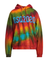 Dsquared2 Reverse Logo Tie Dye Cotton Hoodie In Green