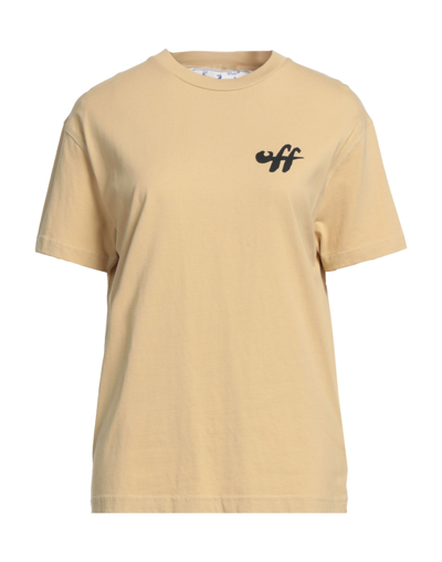 Off-white Woman T-shirt Ocher Size M Cotton, Recycled Cotton, Organic Cotton In Yellow