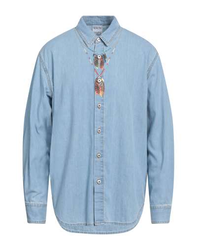 Marcelo Burlon County Of Milan Denim Shirts In Blue