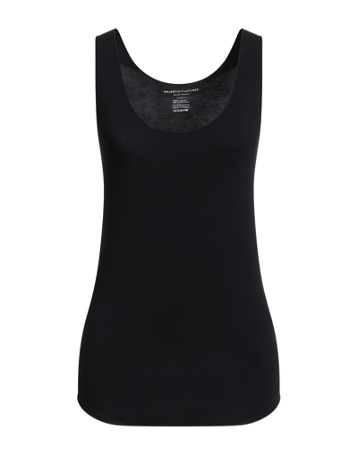 Majestic Soft Touch Metallic Tank Top In Black