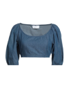 SOALLURE SOALLURE WOMAN TOP BLUE SIZE 6 COTTON